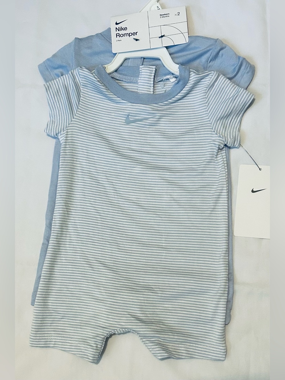 Nike Baby Romper 2 Pc Set Size 3 Mos NEW Blue & Stripes